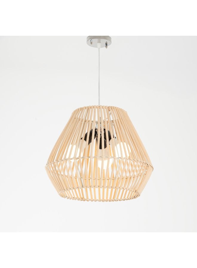 تبس هوم لمب نجفة TBS باللون بيج مصنوعة من بامبو لإضاءة المنزل والديكور - Image 1